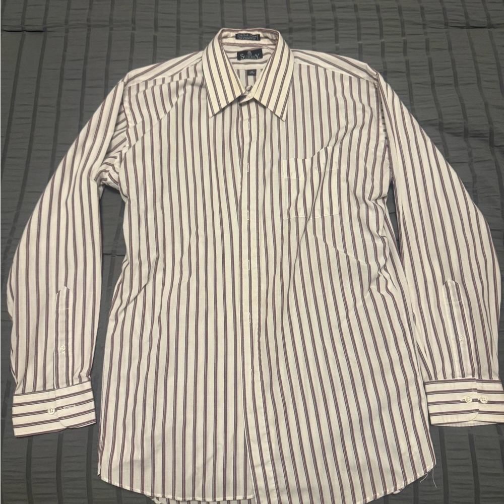 Surrey Men’s Striped Dress Shirt – Size 18 (34/35) – Single Needle Tailoring